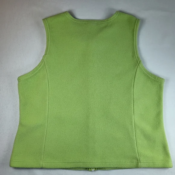 LL Bean Fleece VEST Womens Size XL Light Green Full Zip Sleeveless Collarless - Picture 13 of 14